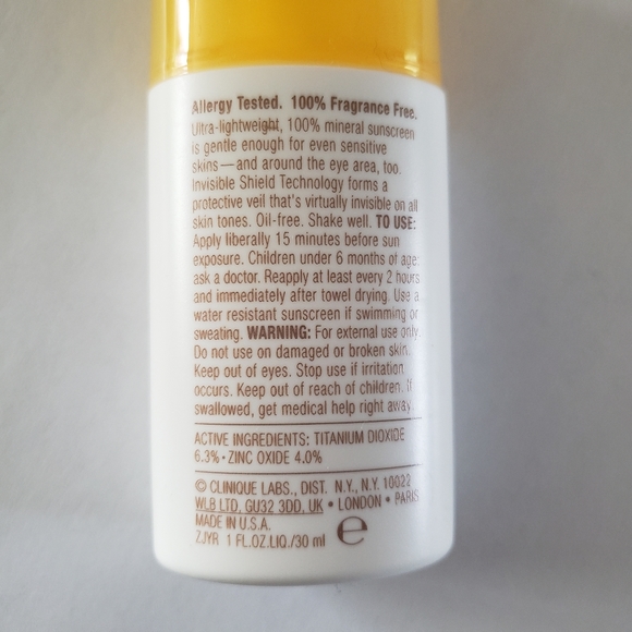NWT Clinique Broad Spectrum SPF 50 Mineral Sunscreen Fluid for Face - Picture 3 of 3